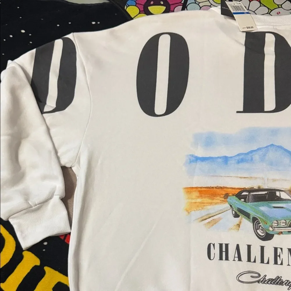 Grayson Threads - Men's Dodge Challenger Crewneck Sweatshirt White